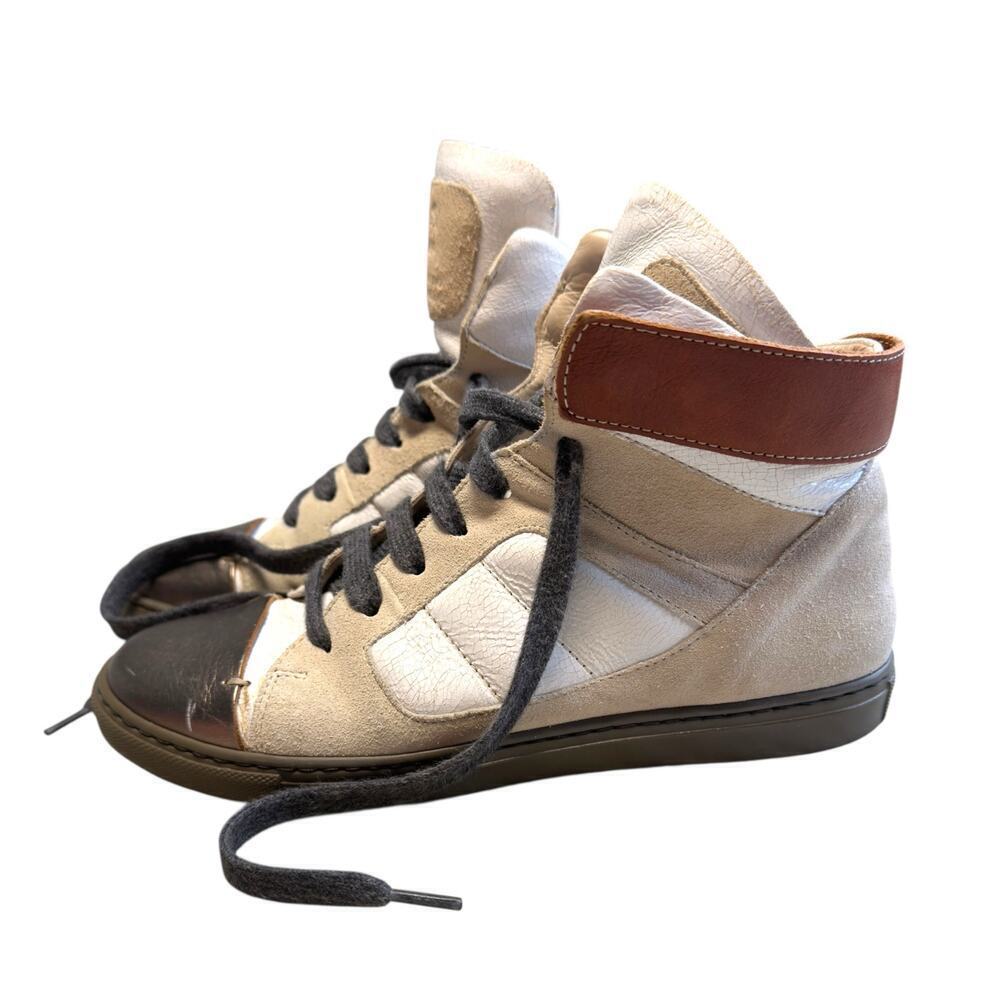Brunello Cucinelli High Top Sneakers Shoes Leather Suede Size Women’s 37 US 7 - Picture 2 of 16
